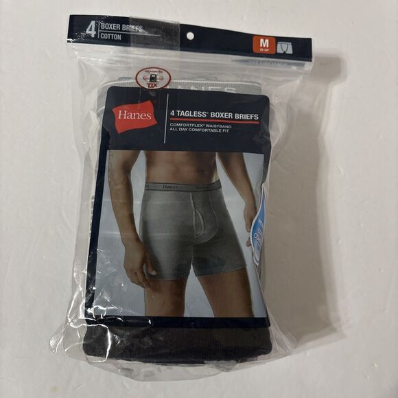 HANES Boxer Briefs Men's M 32-34-4 Pack Assorted Tagless Comfort Flex J349B4 - Picture 1 of 6